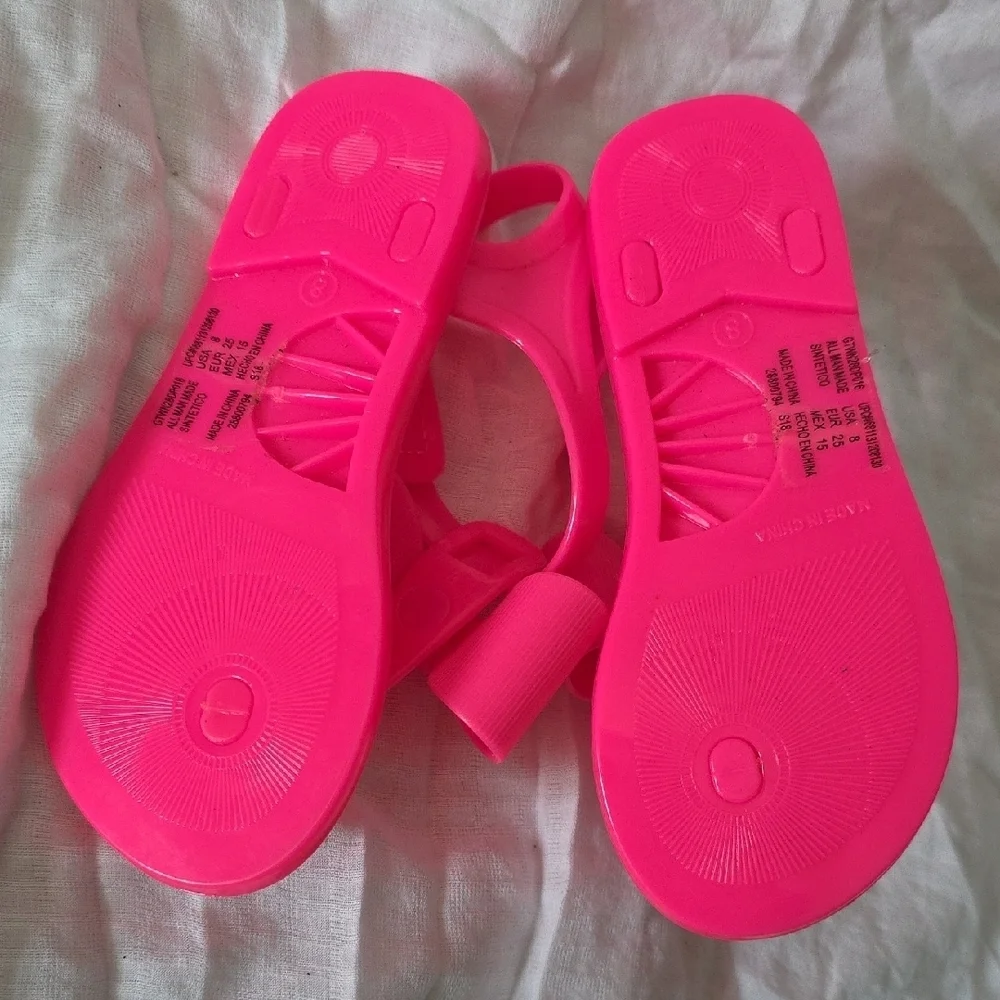 (J36) Wonder Nation Pink Bow Sandals for Kids Sz 8 In Toddler